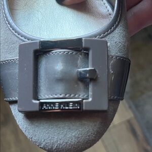 Anne Klein Gray Patent Buckle Flats